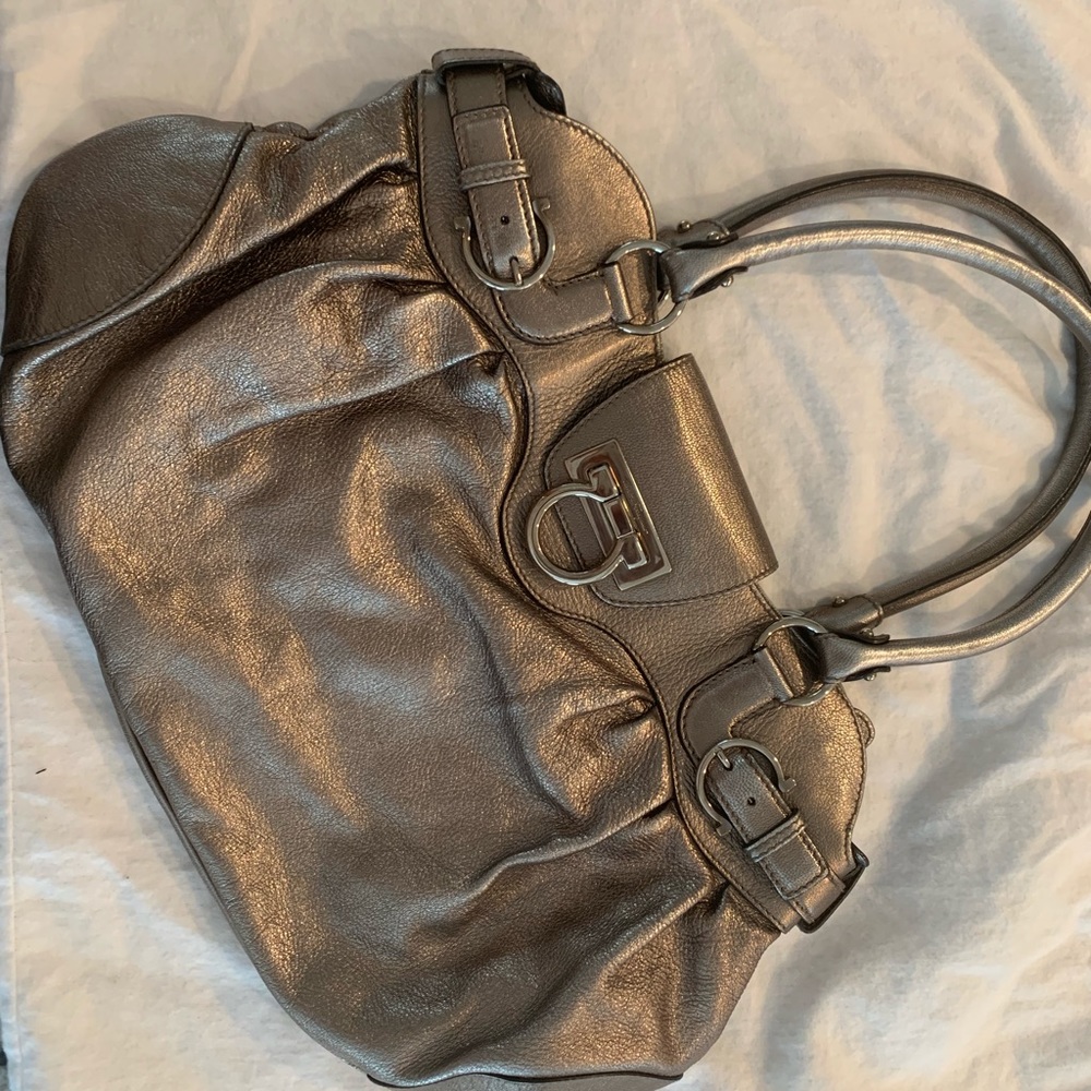 Salvatore Ferragamo Pewter Shoulder Bag